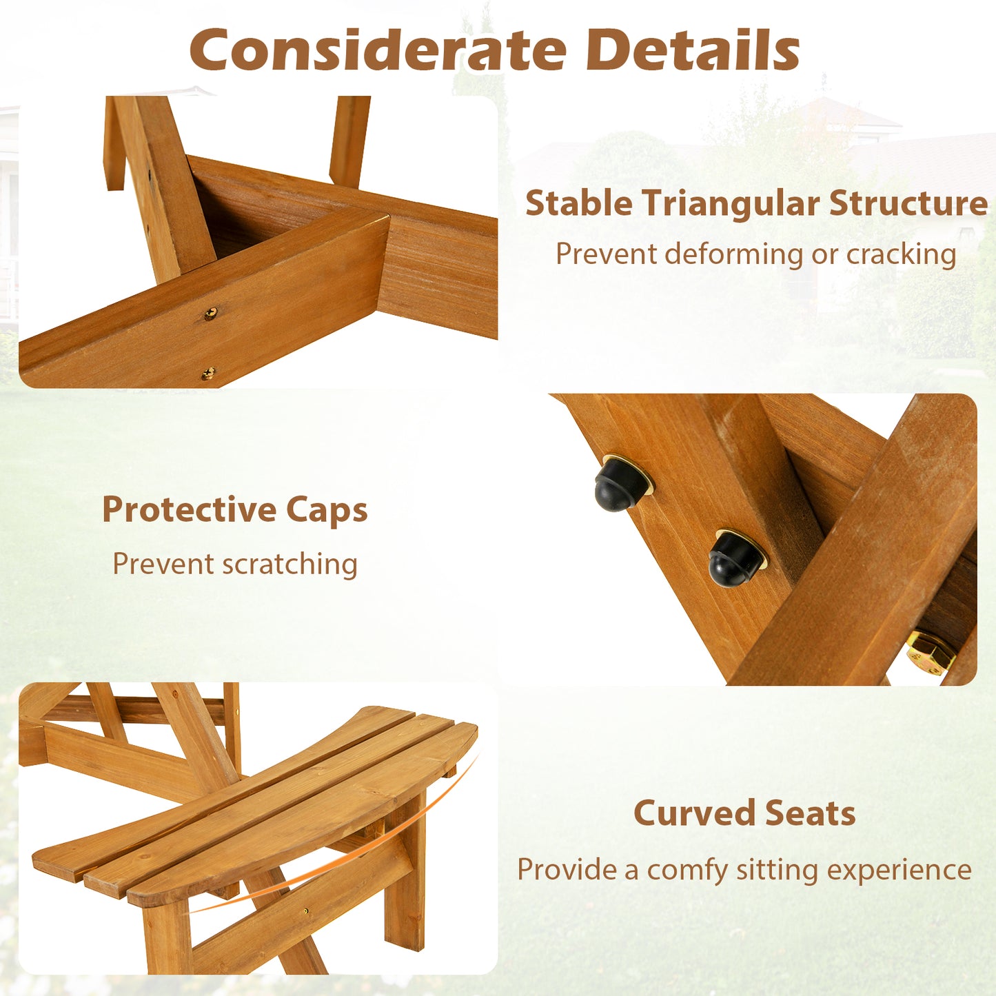 6-Person Round Picnic Table Set, 3 Built-In Benches, Umbrella Hole, Yellow Picnic Tables at Gallery Canada
