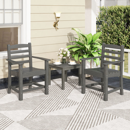 HDPE All Weather Patio Dining Chairs, Set of 2, Wide Armrests, Gray Patio Dining Chairs Gray at Gallery Canada