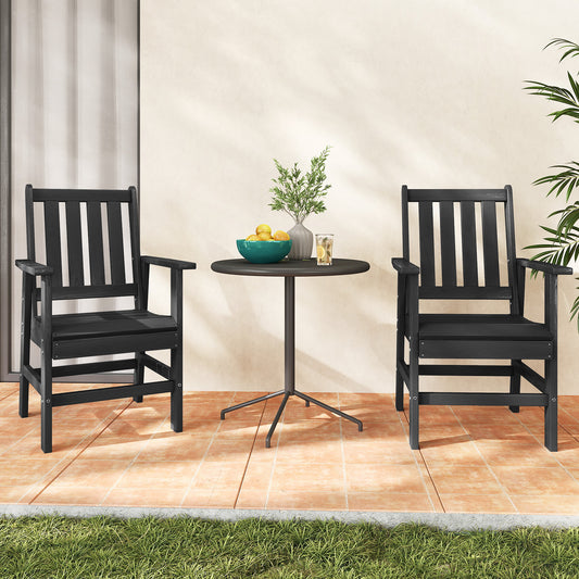 Set of 2 Patio Dining Chairs, Wide Armrests, Black Patio Dining Chairs Black at Gallery Canada
