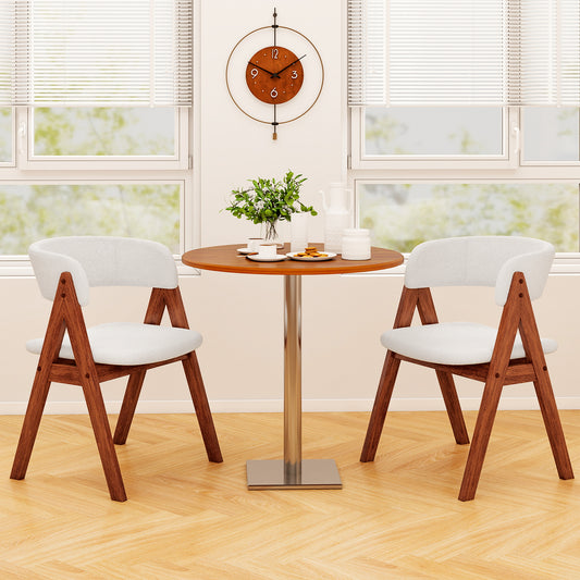 Wooden Dining Chair Set, 4 Mid-Century Modern, Sherpa Upholstered, Walnut Dining Chairs Walnut at Gallery Canada