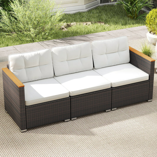 3-Seat Patio Couch Sofa with Deep Seating and Cushion, White Patio Conversation Sets White at Gallery Canada
