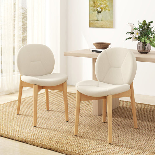 Wooden Dining Chairs Set of 2 with Rubber Wood Legs, White Dining Chairs White at Gallery Canada
