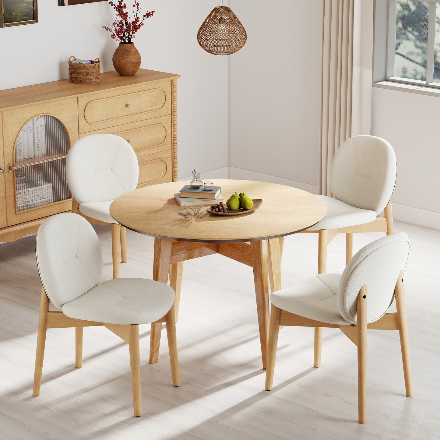 Wooden Dining Chairs Set of 2 with Rubber Wood Legs, White Dining Chairs at Gallery Canada