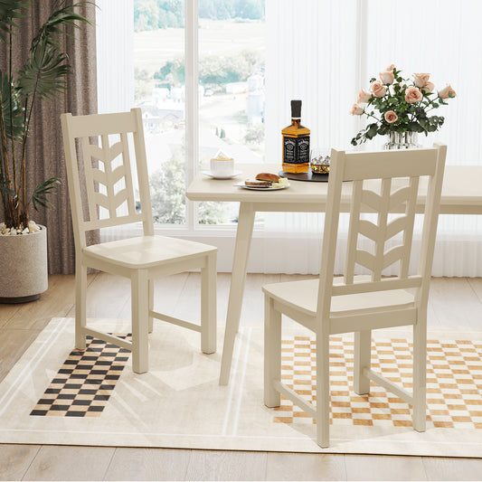 Kitchen Dining Chair Set, 2 Chairs, Rubber Wood Frame, Cream White Dining Chairs Cream White at Gallery Canada