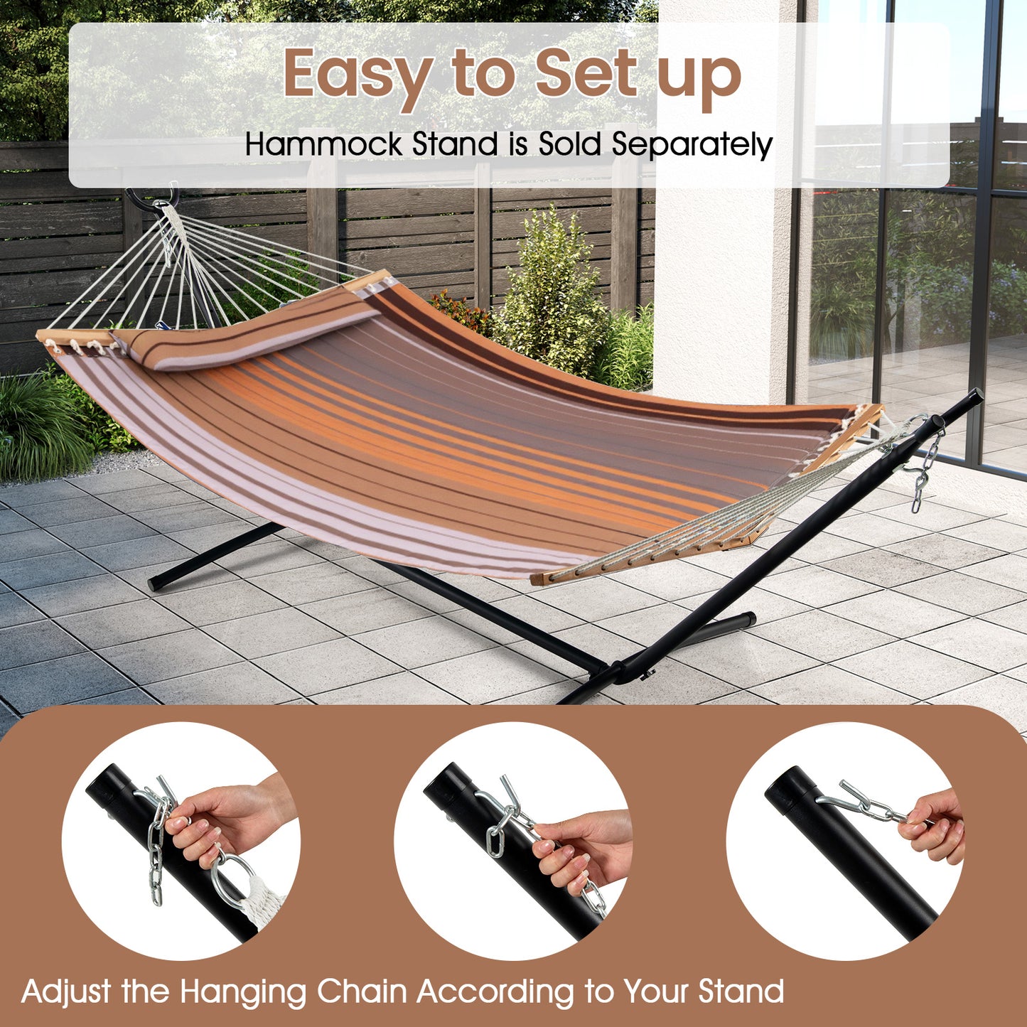 Foldable Patio Hammock Swing Chair Bed, Brown Hammocks at Gallery Canada
