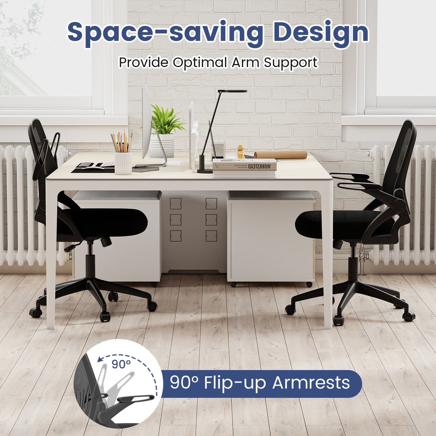 Ergonomic Desk Chair With Lumbar Support, Flip-Up Arms, Black Ergonomic Chairs at Gallery Canada