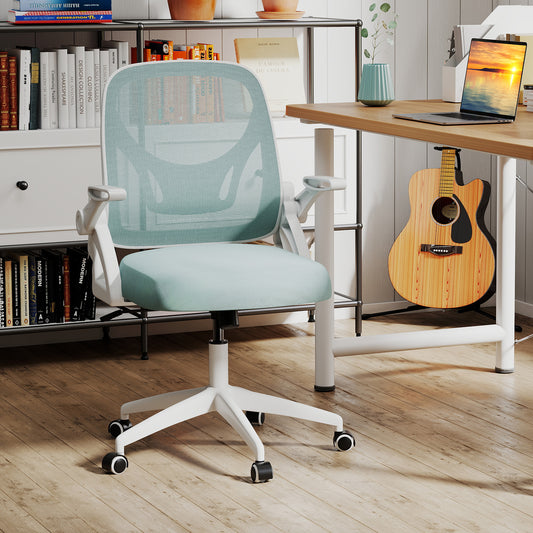 Ergonomic Computer Desk Chair, Flip-Up Arms, Navy