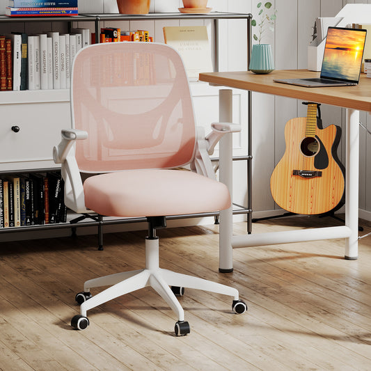 Ergonomic Computer Desk Chair with Lumbar Support and Flip-up Arms, Pink Ergonomic Chairs Pink at Gallery Canada