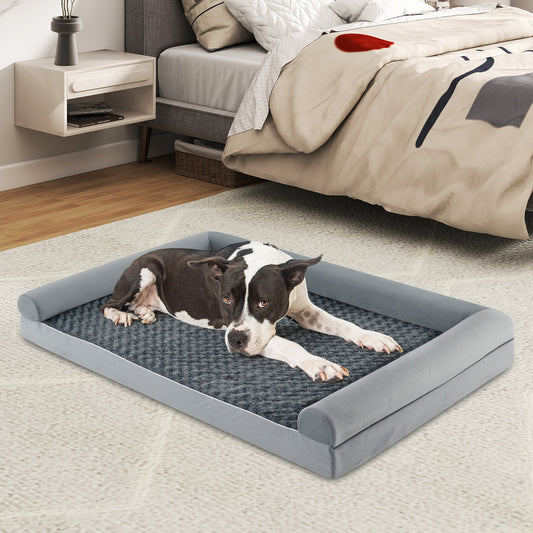 Orthopedic Foam Dog Bed Large Dog Sofa Couch with Removable Cover-XXL, Gray Dog Kennels Gray at Gallery Canada