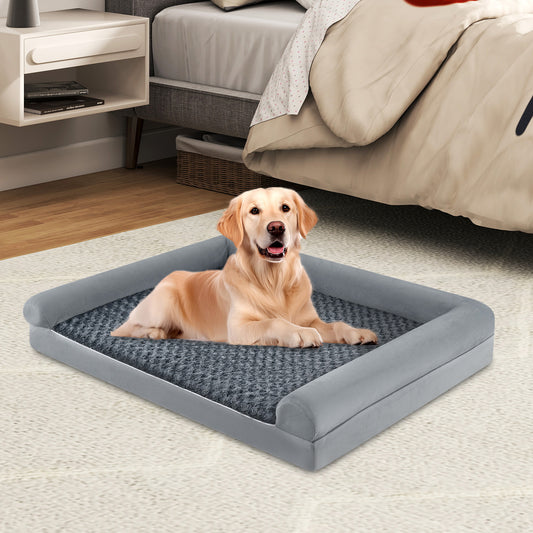 Orthopedic Foam Dog Bed, Large Dog Sofa Couch, Removable Cover, L, Gray