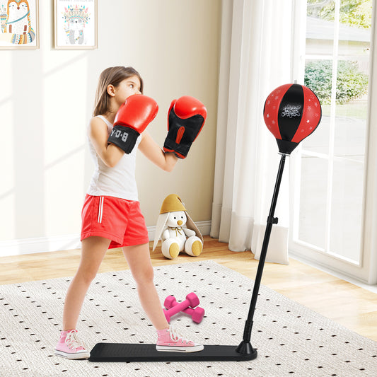 Kids Punching Bag, Adjustable Stand, Boxing Gloves, Red, Black Boxing & Martial Arts Black & Red at Gallery Canada