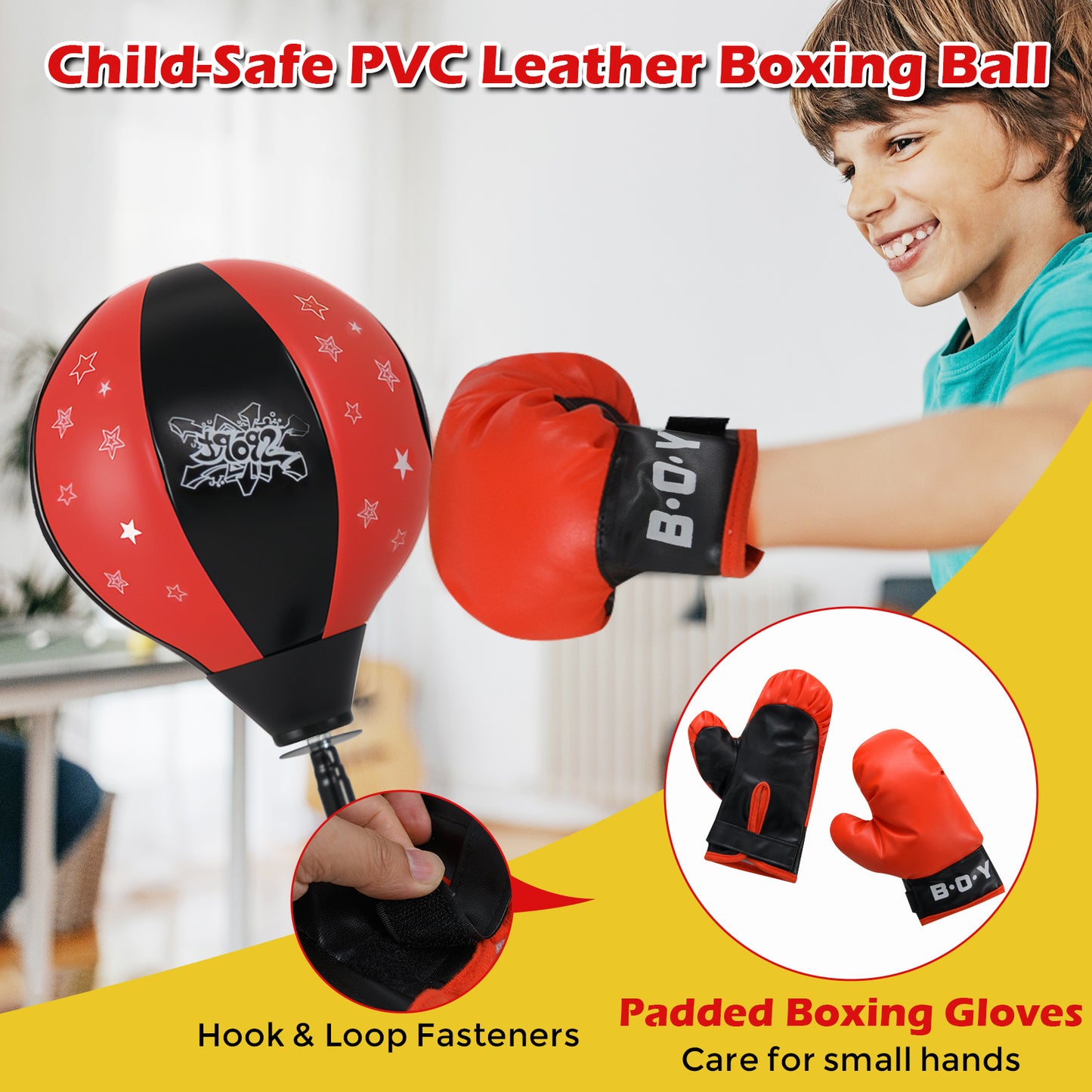Kids Punching Bag, Adjustable Stand, Boxing Gloves, Red, Black Boxing & Martial Arts at Gallery Canada