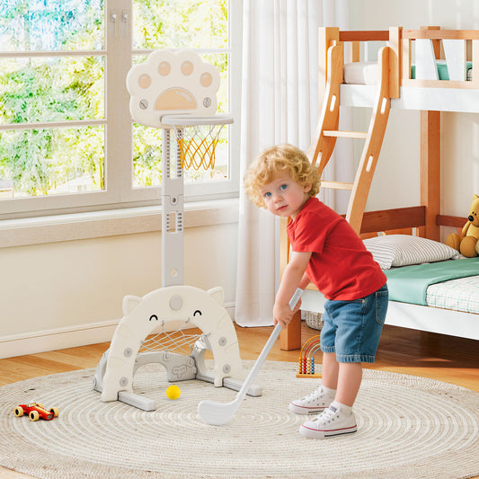3 in 1 Kids Basketball Hoop with Basketball and Foldable Rim, Gray Toy Sports Gray at Gallery Canada