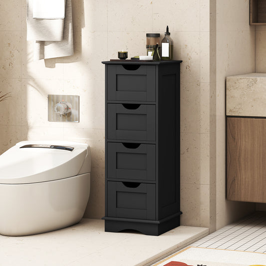 Bathroom Storage Cabinet, 4 Drawers, Black Floor Cabinets Black at Gallery Canada
