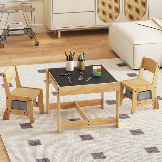 Kids Table And Chair Set, Removable Tabletop, 2 Storage Drawers, Gray Kids Table & Chair Sets Gray at Gallery Canada