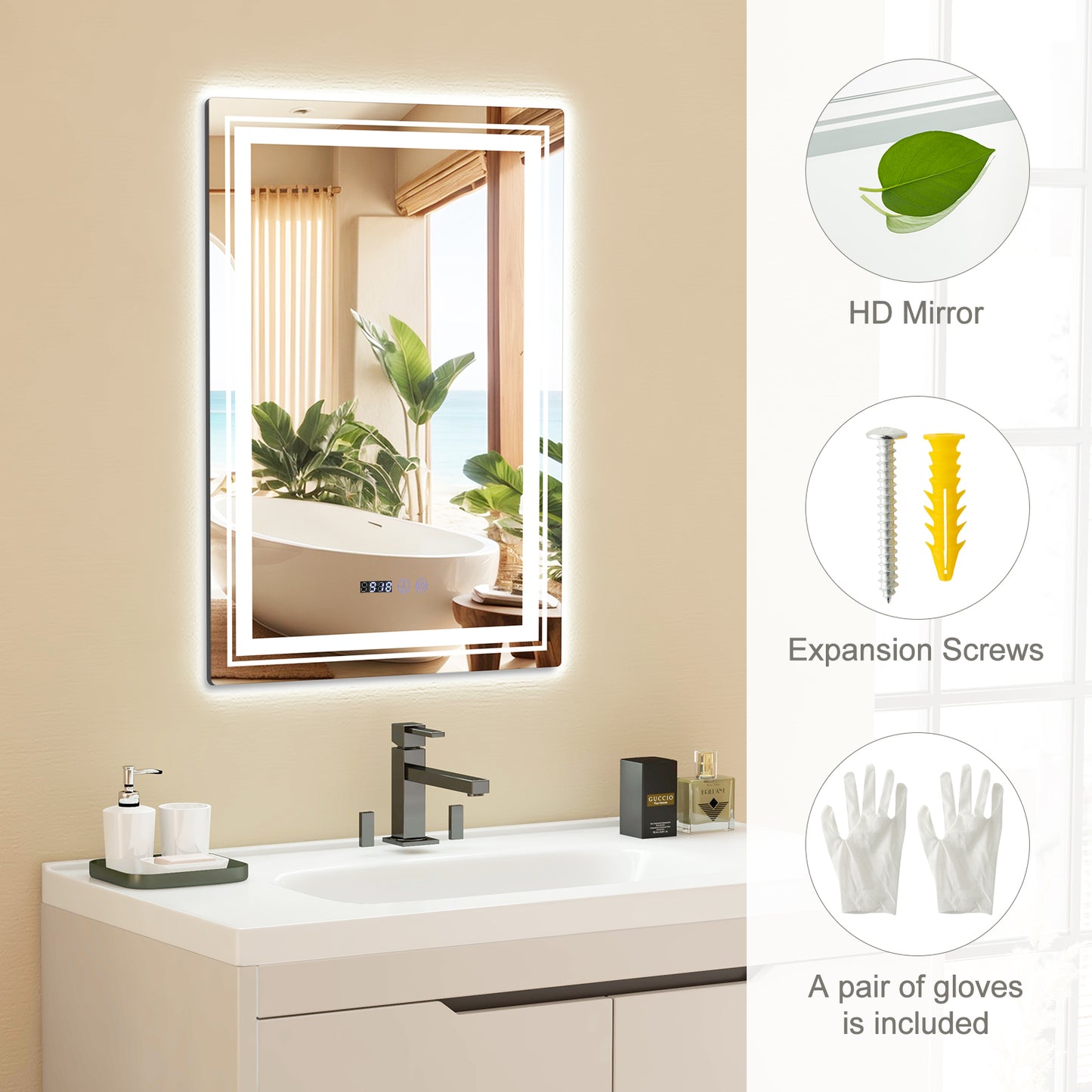Defogging LED Bathroom Mirror with Memory Function and Anti-Fog-S Wall Mirrors at Gallery Canada