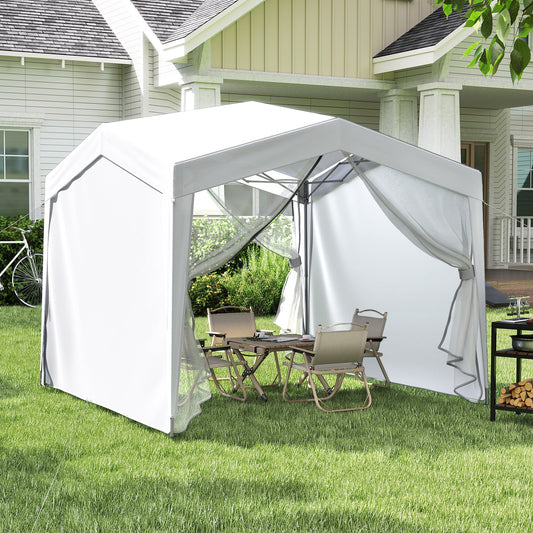 Pop Up Canopy Tent With 4 Sidewalls, Mesh Netting, Wheeled Bag, White Canopies White at Gallery Canada