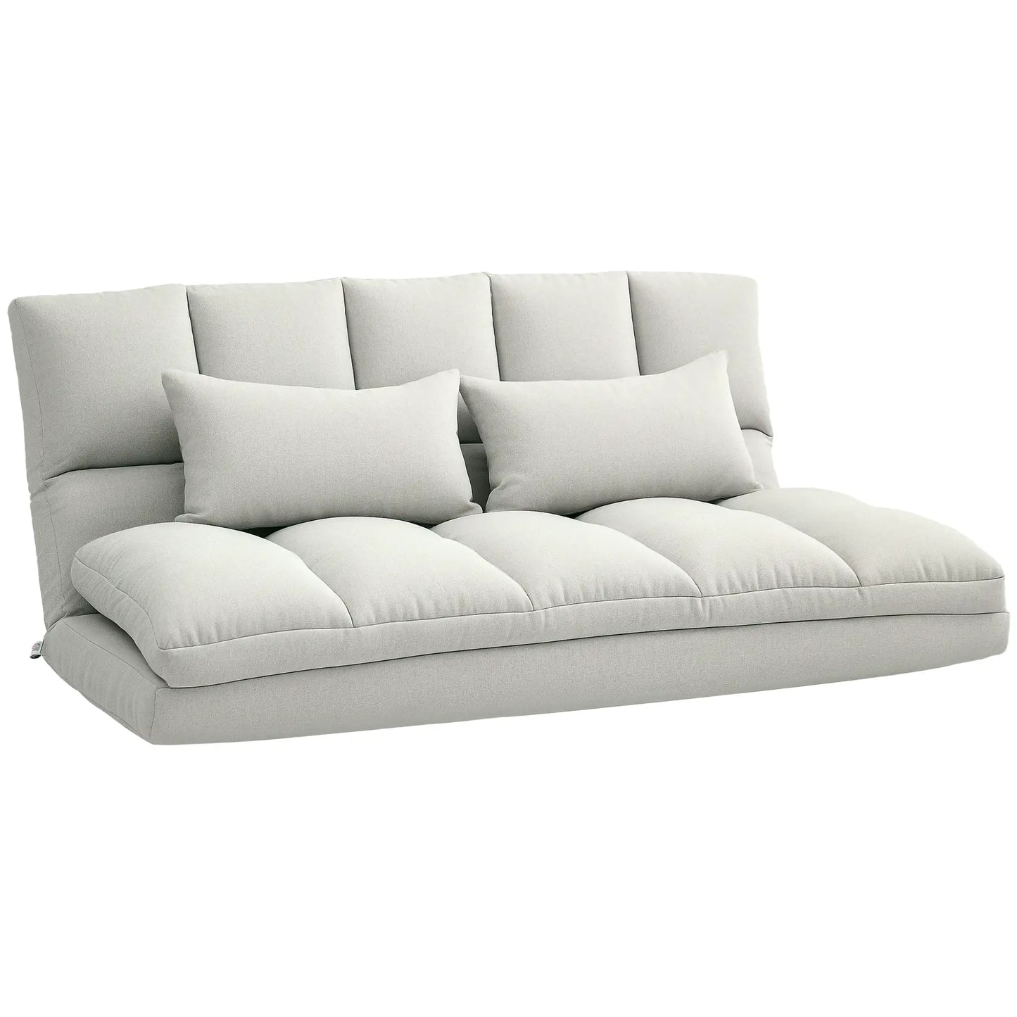 Convertible Floor Sofa, Foldable 2-Seater with 9-Position Backrest, Cream White 2-Seater Sofas at Gallery Canada