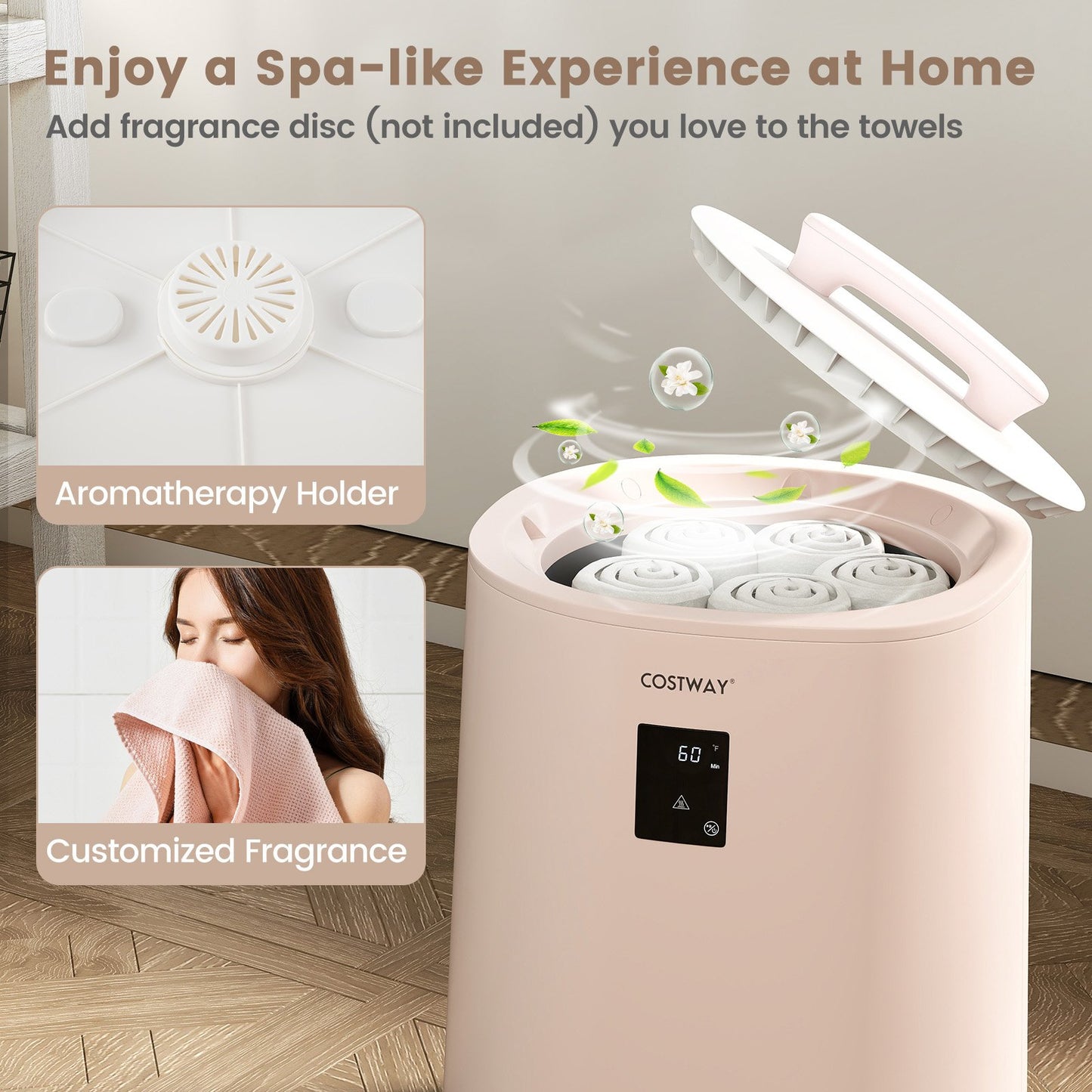 18L Large Towel Warmer, LED Display, Auto Shut Off, Pink Dryers at Gallery Canada