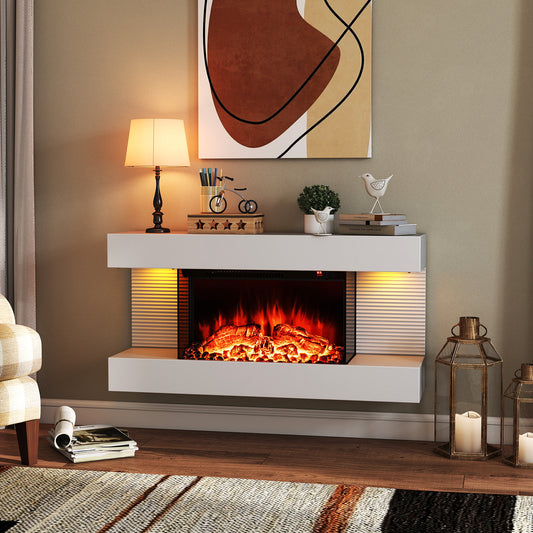 18/36 Inch 3-Sided Wall Mounted Electric Fireplace with 32/50 Inch Wide Floating Mantle-32 Inch Fireplaces Options at Gallery Canada