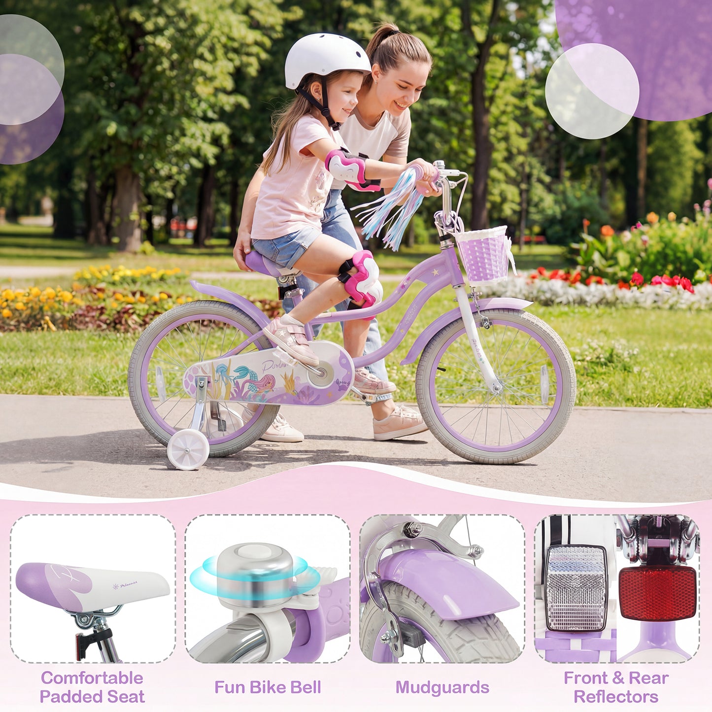 18-Inch Kids Bike, Adjustable With Basket, Princess Of The Sea, Purple Kids Bike at Gallery Canada