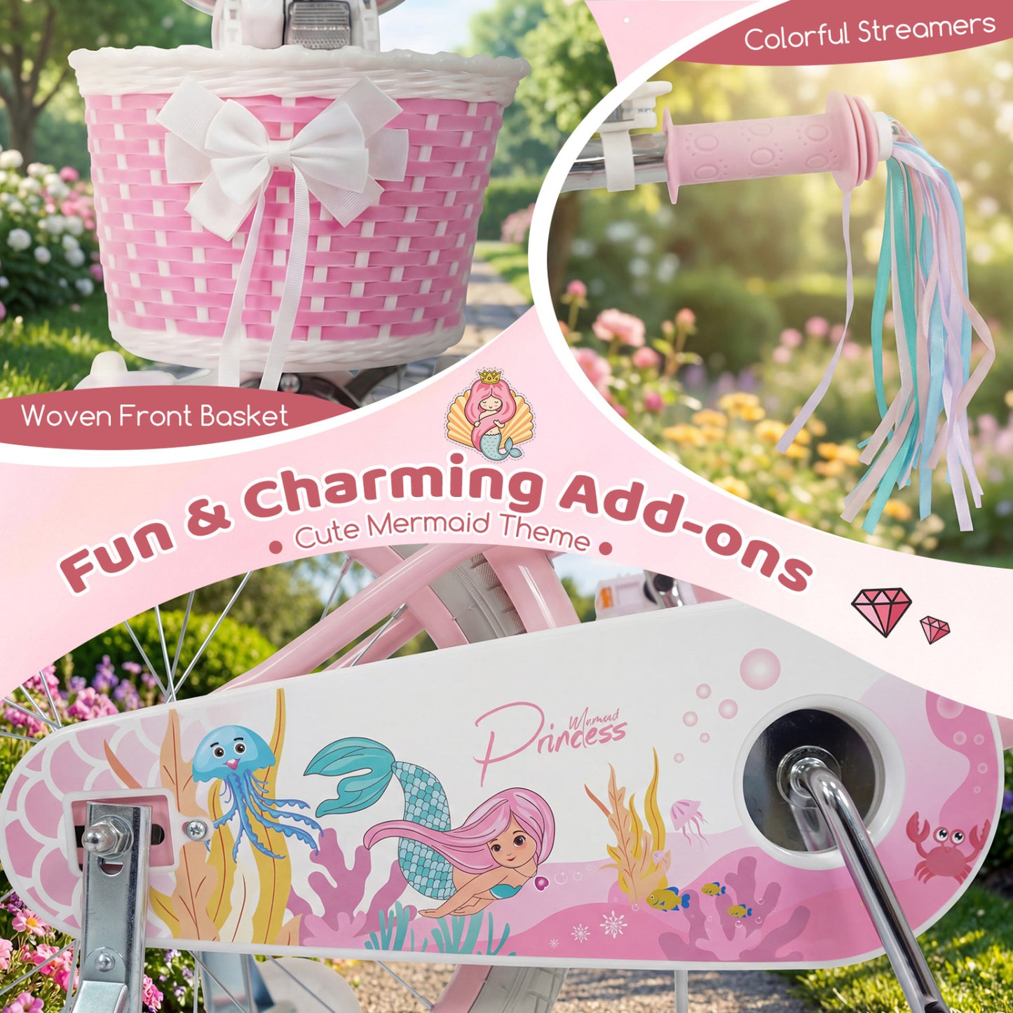 18-Inch Kids Bike, Adjustable, Princess Of The Sea Theme, Pink Kids Bike at Gallery Canada