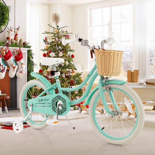 18-Inch Kids Bike, Training Wheels, Adjustable Seat, Green Kids Bike Green at Gallery Canada