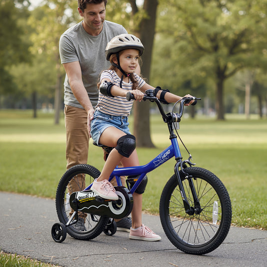 18-Inch Kids Bike, Removable Training Wheels, Navy Kids Bike Navy at Gallery Canada