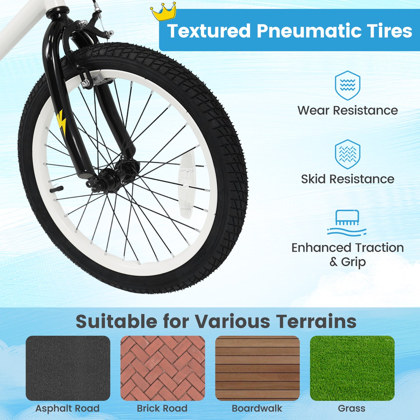 18 Inch Kids Bike with Training Wheels for Ages 4-8 Years Old White- Street Art Time, White Kids Bike at Gallery Canada
