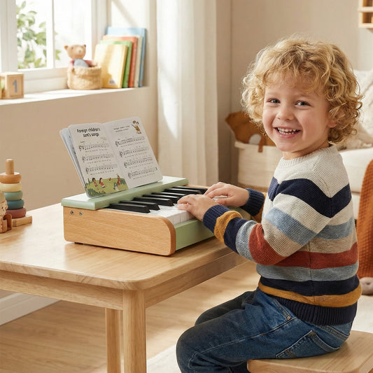 18 Keys Wooden Piano for Kids with Removable Music Stand, Green Pianos & Keyboards Green at Gallery Canada