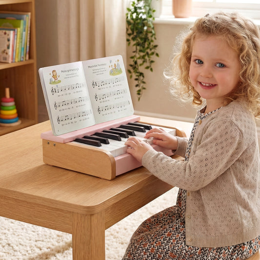 18 Keys Wooden Piano for Kids with Removable Music Stand, Pink Pianos & Keyboards Pink at Gallery Canada