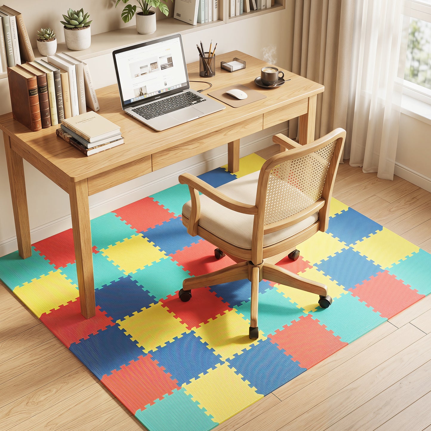 18 Pack Interlocking EVA Foam Floor Tiles with Boarders, Multicolor Decorative Fencing & Flooring at Gallery Canada