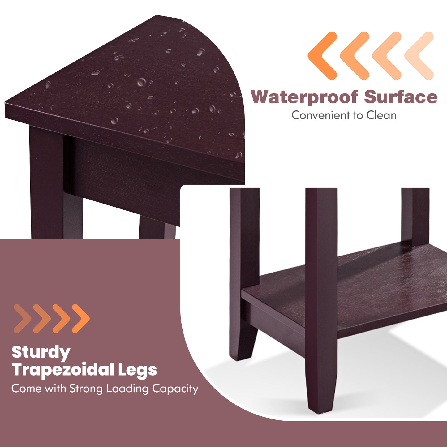 2-Tier Nightstand, Wooden Legs Table, Brown Nightstands at Gallery Canada