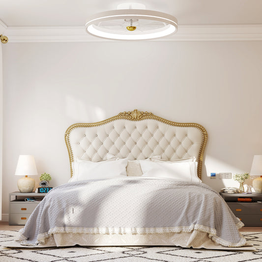 19 Inch Flush Mount Ceiling Fan, 3000-6500K Dimmable LED, White Ceiling Fans White at Gallery Canada