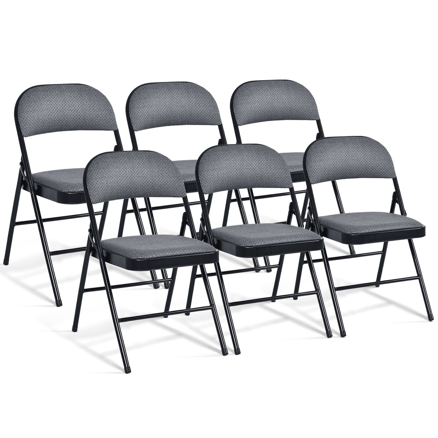 Folding Chair Set, Upholstered Seat, Fabric Backrest, 6-Piece, Gray Conference Chairs at Gallery Canada