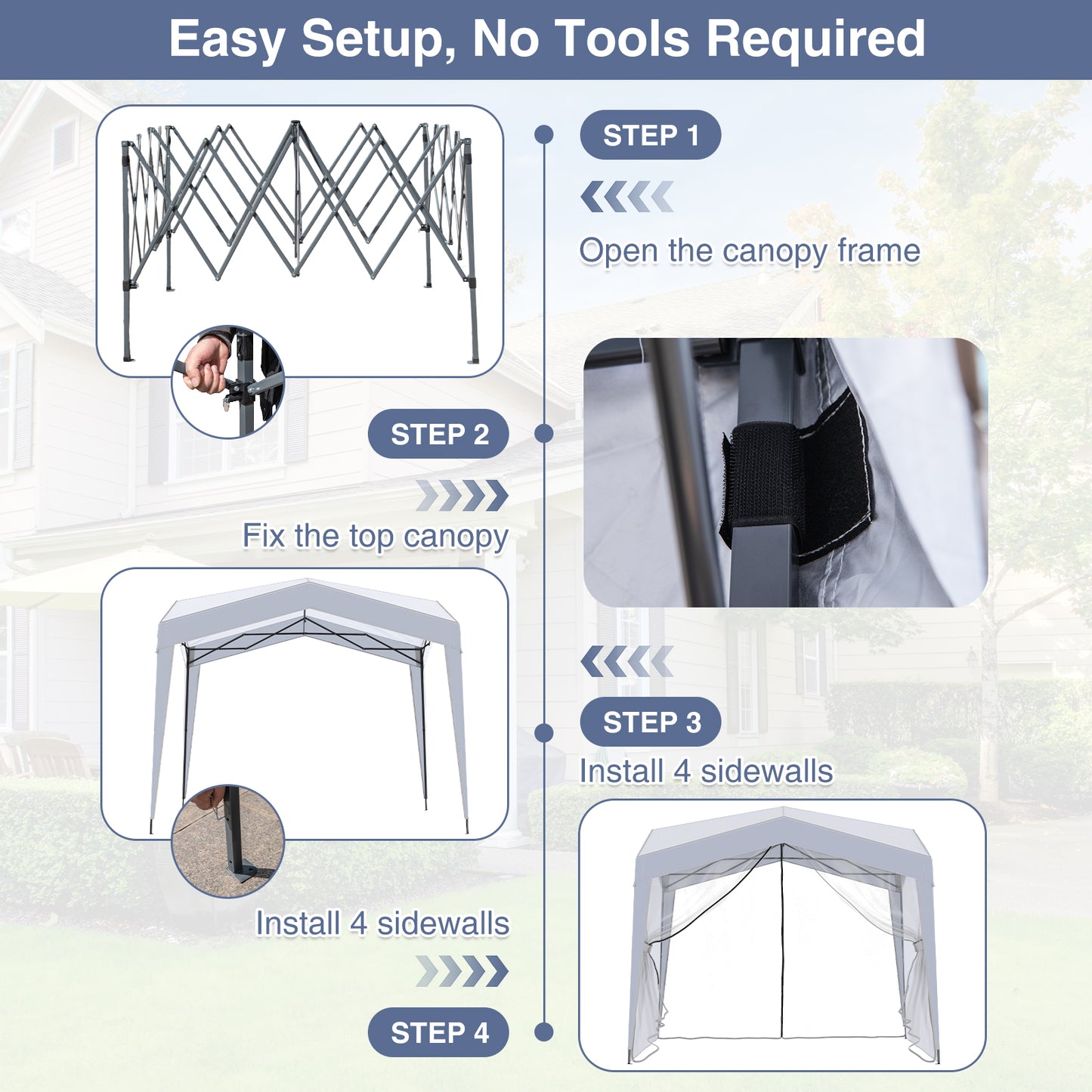 Pop Up Canopy Tent With 4 Sidewalls, Mesh Netting, Wheeled Bag, White Canopies at Gallery Canada