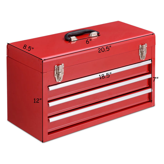 Portable Garage Mechanic Tool Cabinet Box with 3 Drawers, Red Tool Cabinets & Chests Red at Gallery Canada