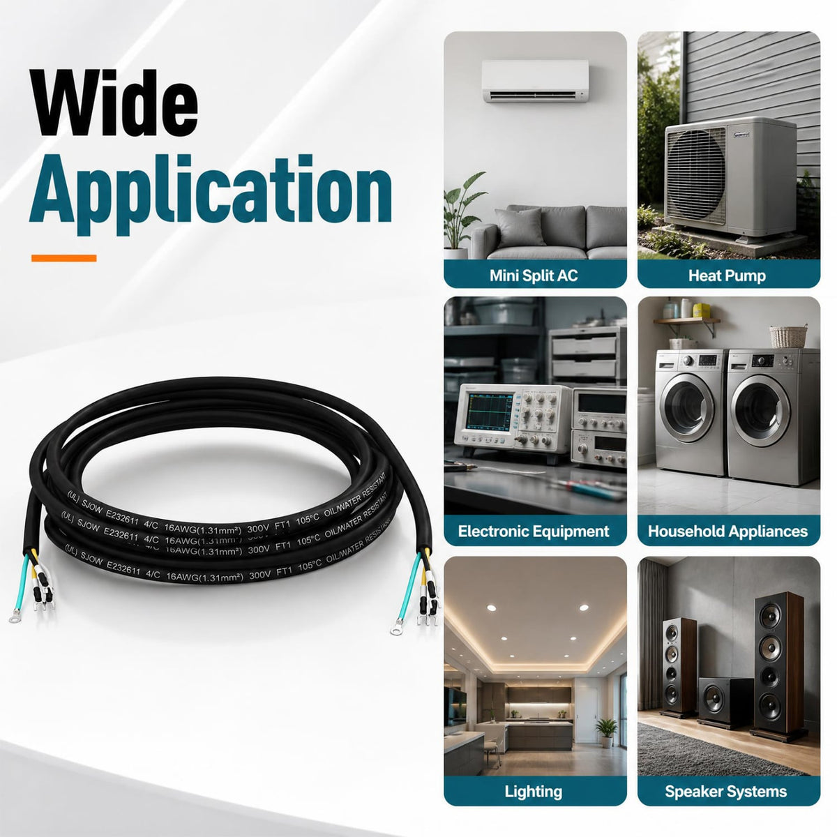 19 FT 16 AWG 4 Conductor Mini Split AC Wire, Black Mini Split AC Parts & Accessories at Gallery Canada