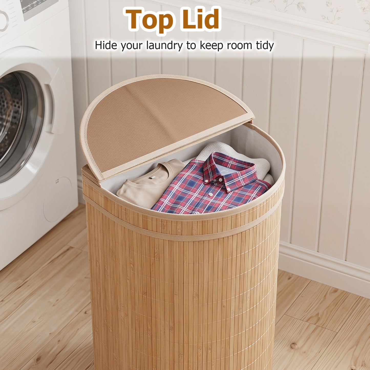 19 Gal Capacity Bamboo Laundry Hamper with Zippered Lid, Natural Laundry Baskets at Gallery Canada