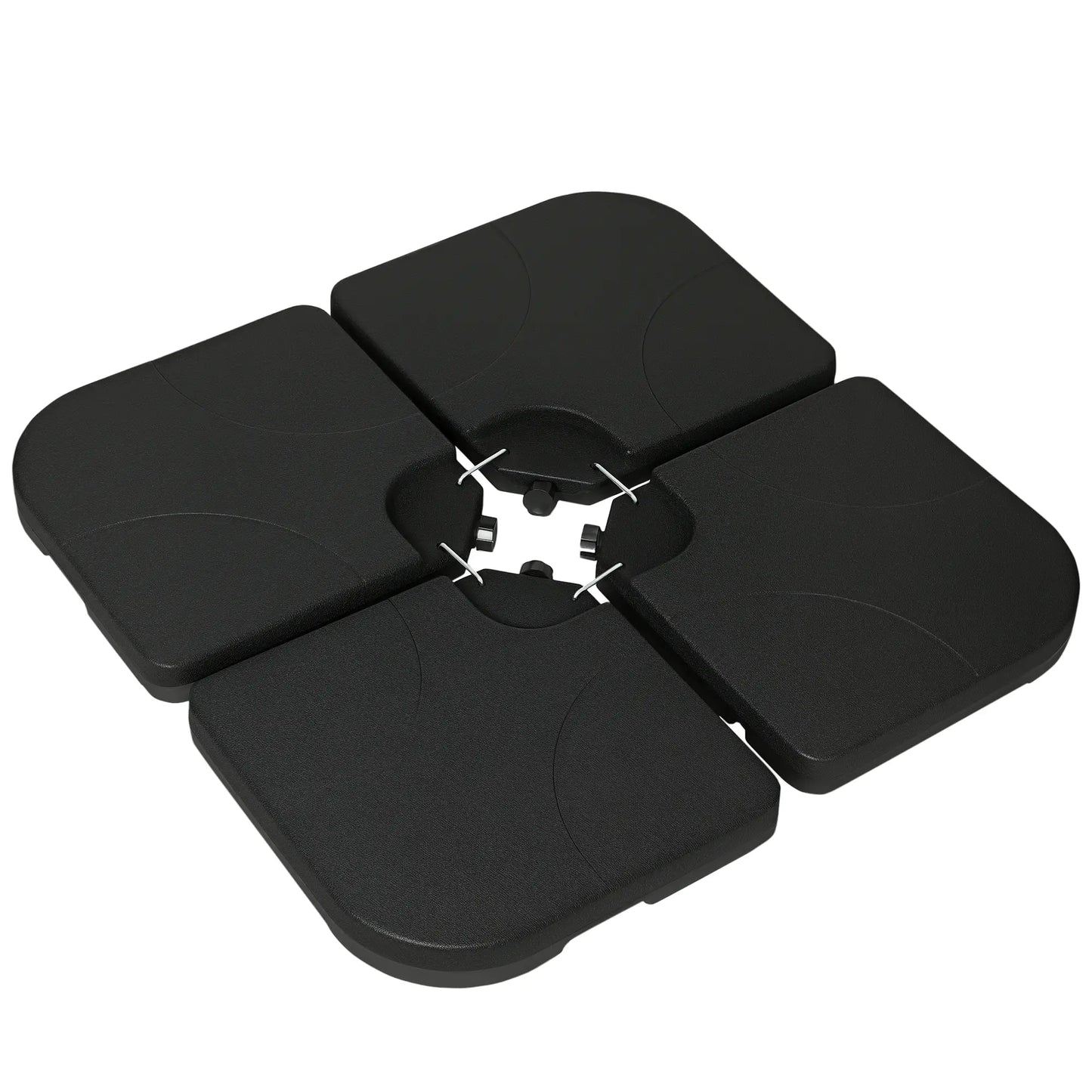 4 Piece Umbrella Base Stand, U Locking, 132 lb Water or 172 lb Sand, Black Umbrella Bases at Gallery Canada