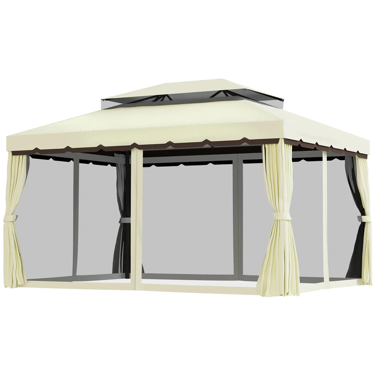 10'x13' Aluminum Gazebo, Double Tier, Netting, Curtains, White Gazebos at Gallery Canada