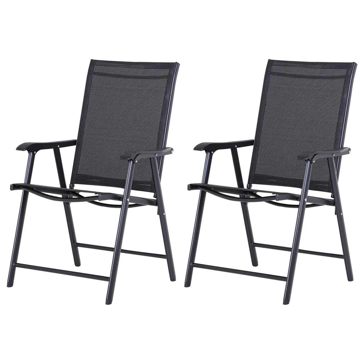 2-Piece Folding Dining Chair Set with Armrests, Black Patio Chairs at Gallery Canada