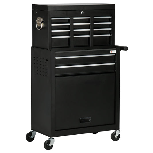 6-Drawer Tool Chest Set with 4 Wheels, Lockable Rolling Tool Box and Storage Cabinet for Garage Factory Workshop, Black - Gallery Canada