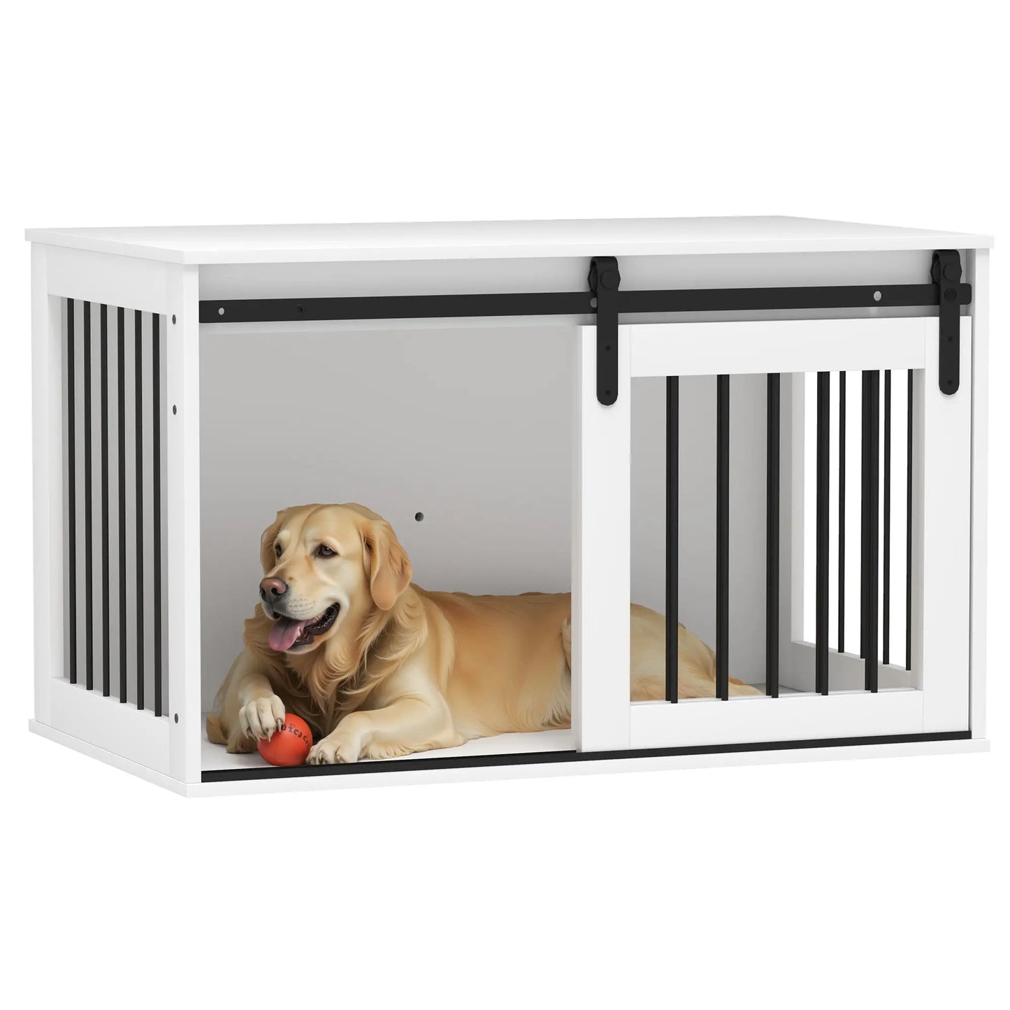 39" Dog Crate Furniture, End Side Table for Large Dogs, White Houses, Kennels & Pens at Gallery Canada