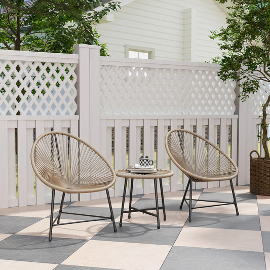 3 Piece Wicker Patio Bistro Set, Acapulco Chairs, Glass-Top Table, Natural Wood Bistro Sets Black, Natural at Gallery Canada