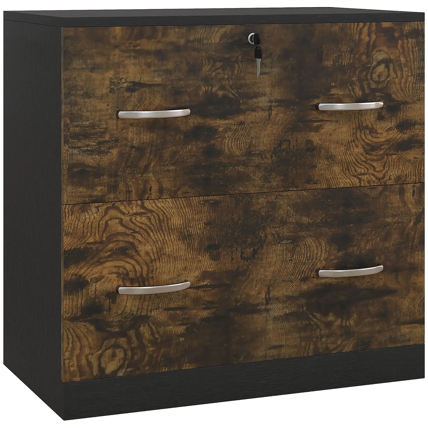 2 Drawer File Cabinet with Lock, Hanging Bar, Letter Size, Rustic Brown Office Cabinets & Cupboards at Gallery Canada