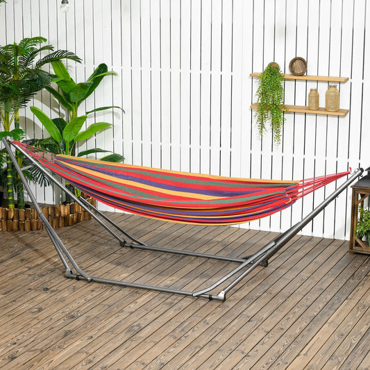 Portable Hammock Stand, 2-in-1 Net Stand, Patio, Garden, Black Hammock Stands Black, Silver at Gallery Canada