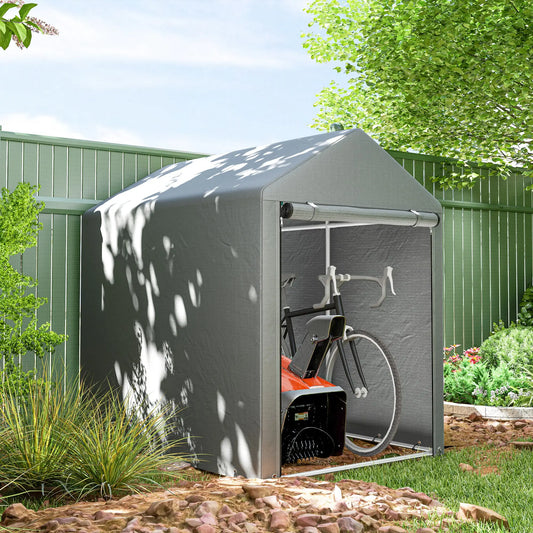 4x6ft Outdoor Storage Shed Tent, Portable with Roll-up Door Sheds Light Grey at Gallery Canada