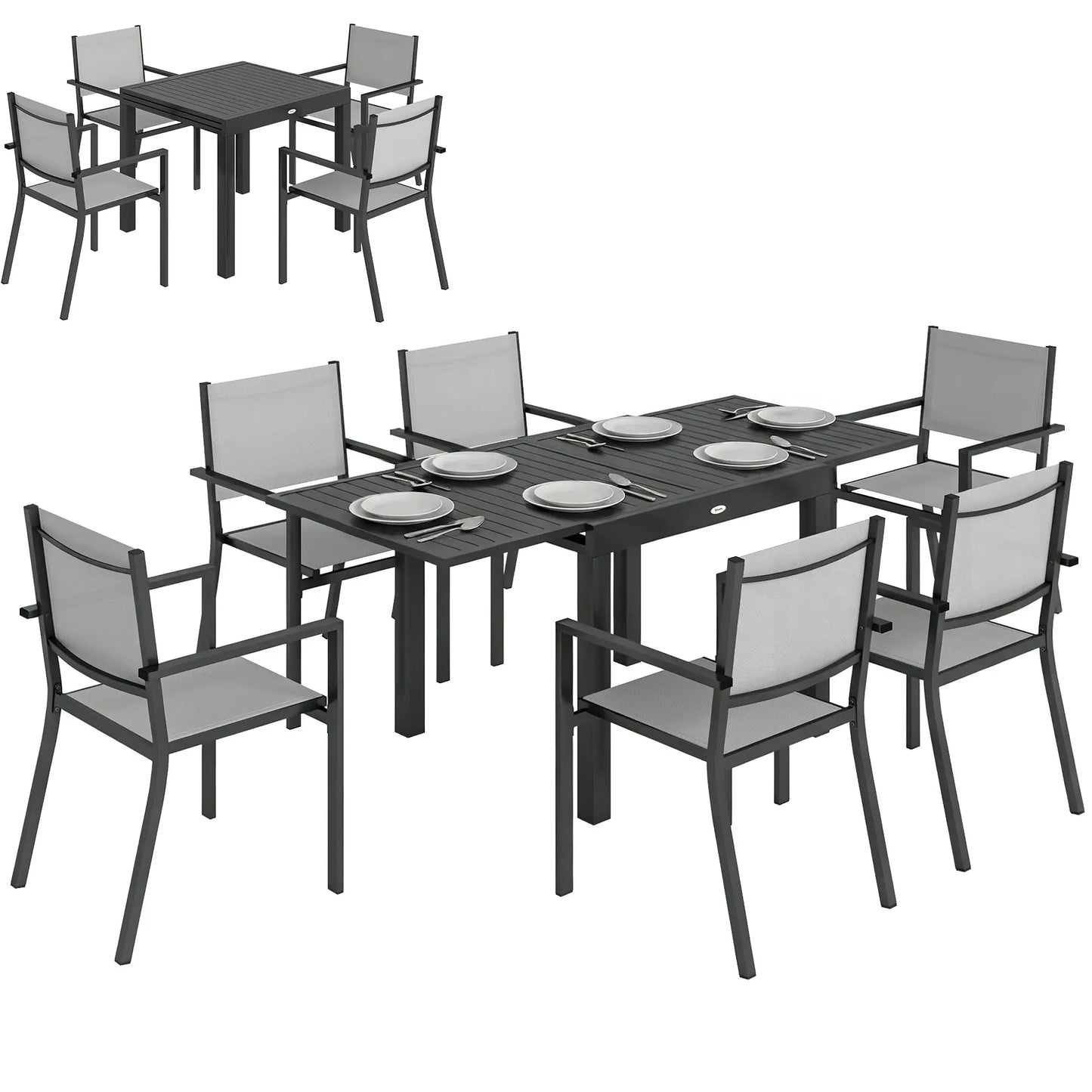 7-Piece Outdoor Dining Set, Aluminum Patio Table And Chairs For 6 Outdoor Dining Sets at Gallery Canada