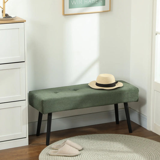 39" Upholstered Ottoman Bench, Corduroy, Padded Seat, Steel Legs, Green Storage Ottomans & Benches Green at Gallery Canada